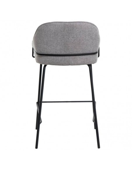 Taburete bajo ARNY 66 cm. Tapizado gris claro y patas de metal.