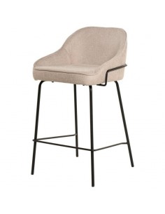 Taburete bajo ARNY 66 cm. Tapizado beige y patas de metal.