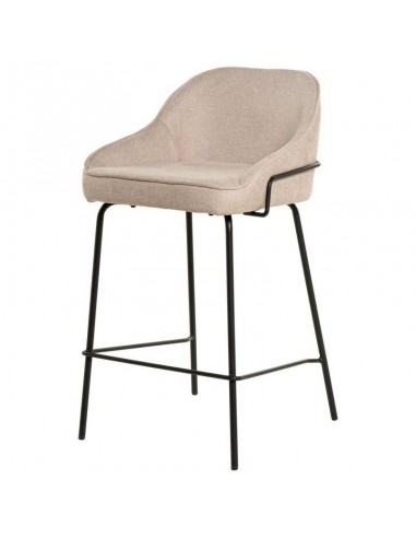 Banco bajo ARNY de 66 cm. Estofado em beige e pes de metal.