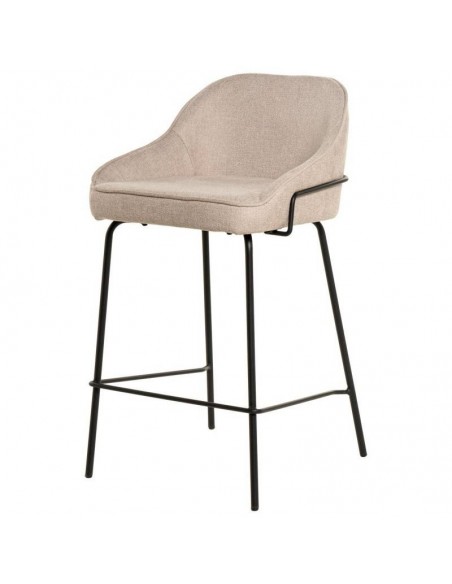 Taburete bajo ARNY 66 cm. Tapizado beige y patas de metal.