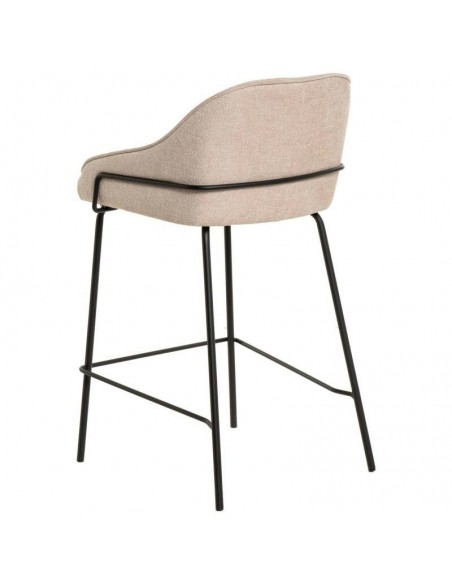 Taburete bajo ARNY 66 cm. Tapizado beige y patas de metal.