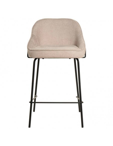 Taburete bajo ARNY 66 cm. Tapizado beige y patas de metal.