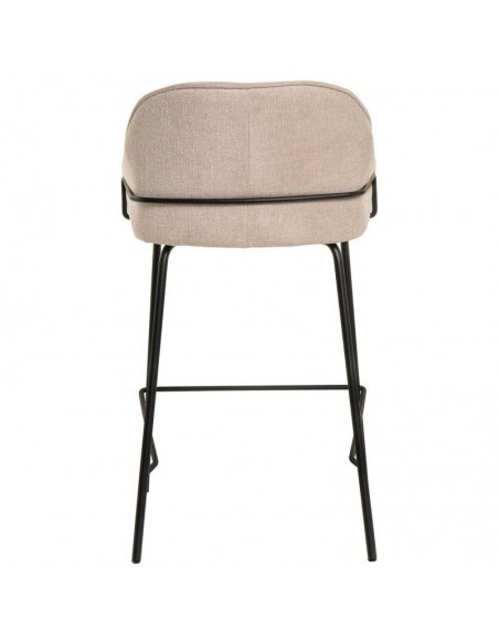 Taburete bajo ARNY 66 cm. Tapizado beige y patas de metal.