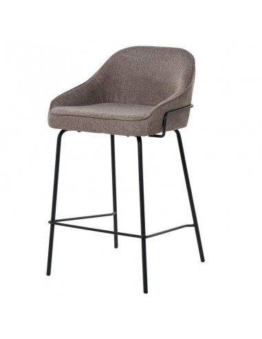Banco bajo ARNY de 66 cm. Estofado em taupe e pes de metal.
