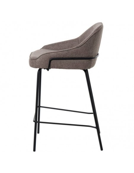 Banco bajo ARNY de 66 cm. Estofado em taupe e pes de metal.