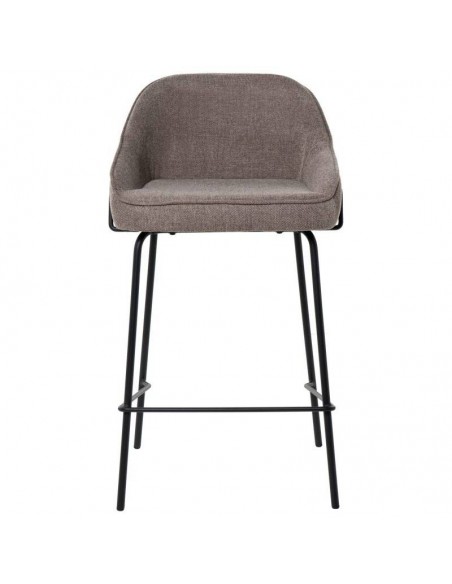 Banco bajo ARNY de 66 cm. Estofado em taupe e pes de metal.