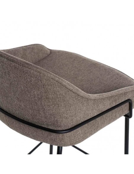 Banco bajo ARNY de 66 cm. Estofado em taupe e pes de metal.