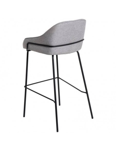 Taburete alto LOUIS 76 cm. Tapizado gris claro con patas de metal.