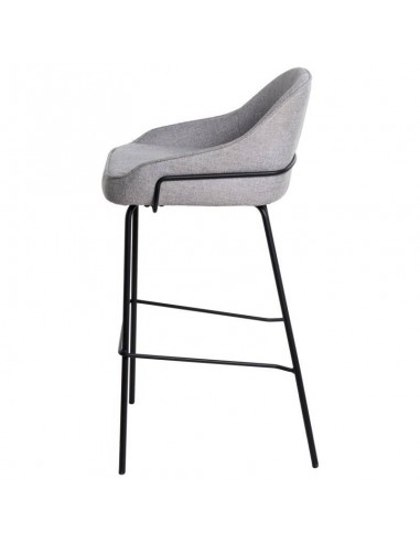 Taburete alto LOUIS 76 cm. Tapizado gris claro...