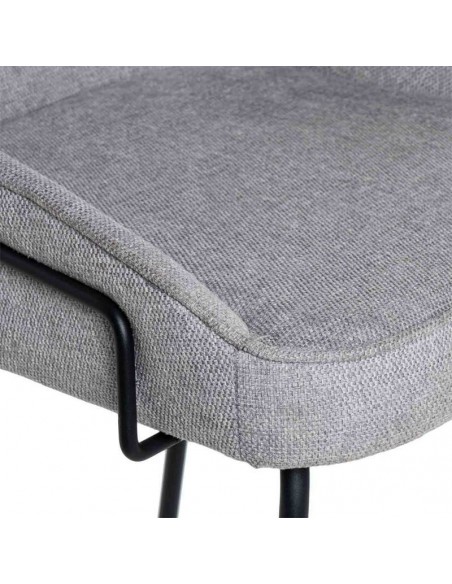Taburete alto LOUIS 76 cm. Tapizado gris claro con patas de metal.