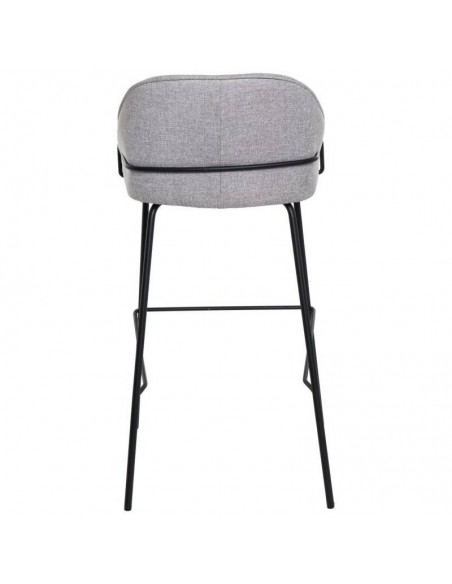 Taburete alto LOUIS 76 cm. Tapizado gris claro con patas de metal.