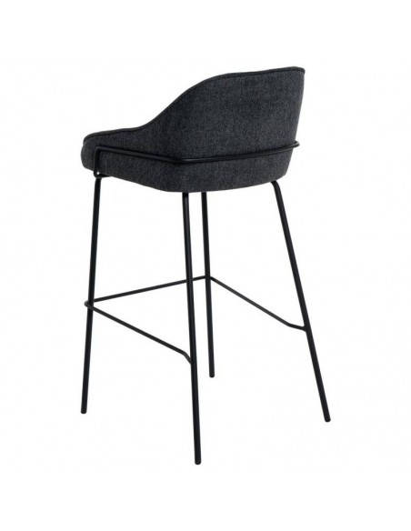 Taburete alto LOUIS 76 cm. Tapizado gris oscuro con patas de metal.