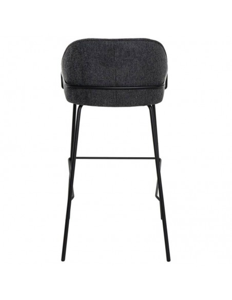 Banco alto LOUIS 76 cm. Estofamento cinza escuro com pés de metal.