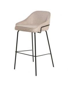 Taburete alto LOUIS 76 cm. Tapizado beige con patas de...