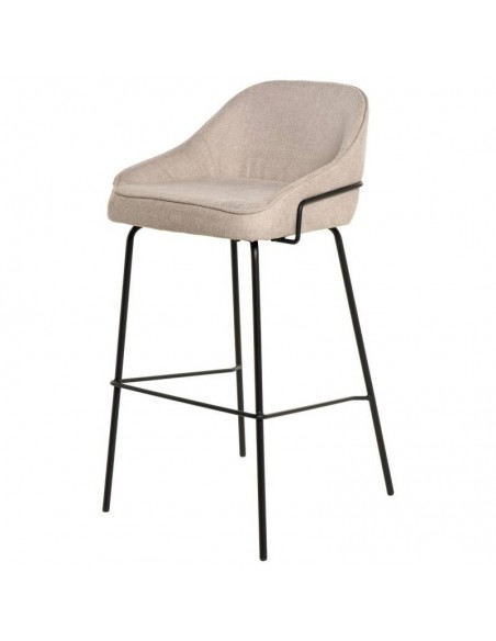Taburete alto LOUIS 76 cm. Tapizado beige con patas de metal.