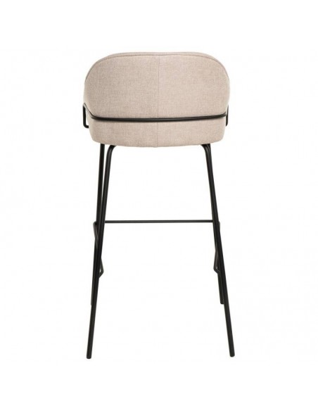 Taburete alto LOUIS 76 cm. Tapizado beige con patas de metal.