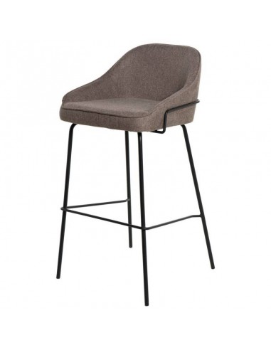 Taburete alto LOUIS 76 cm. Tapizado taupe con patas de metal.