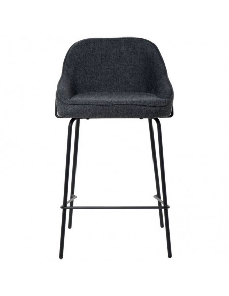 Taburete bajo ARNY 66 cm. Tapizado gris oscuro y patas de metal.