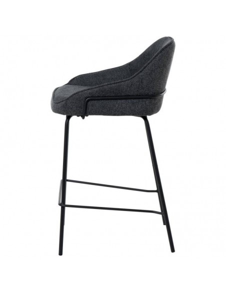Taburete bajo ARNY 66 cm. Tapizado gris oscuro y patas de metal.