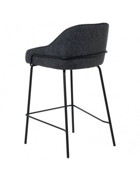 Taburete bajo ARNY 66 cm. Tapizado gris oscuro y patas de metal.