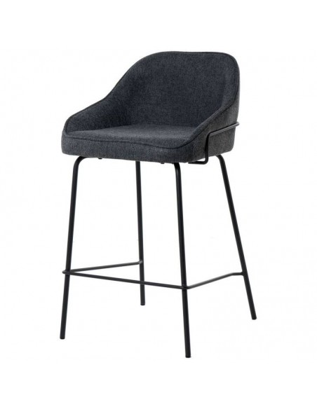 Taburete bajo ARNY 66 cm. Tapizado gris oscuro y patas de metal.