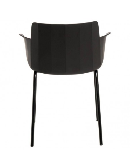 Silla con brazos DOLLY en polipropileno negro y patas de metal