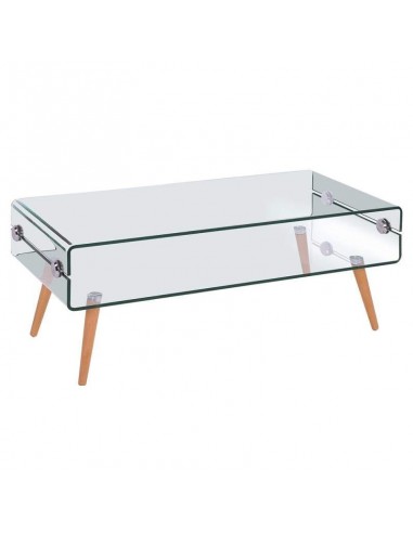 Mesa de café em vidro Roterdão 110x55, Madeira De Faia