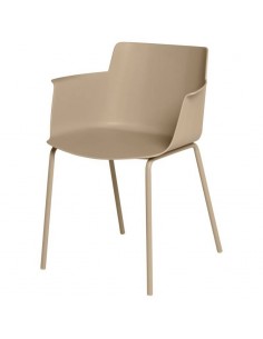 Silla con brazos DOLLY en polipropileno beige y patas de...