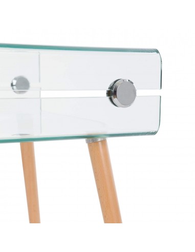 Mesita de cristal Roterdam 55x40, haya natural