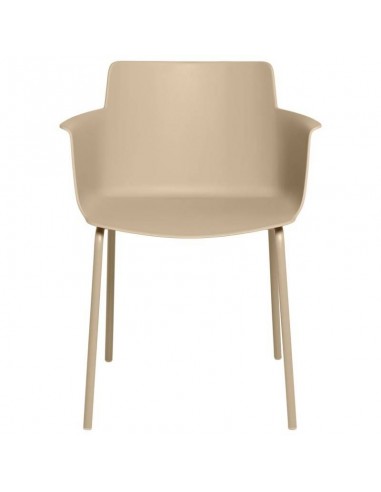 Silla con brazos DOLLY en polipropileno beige y...