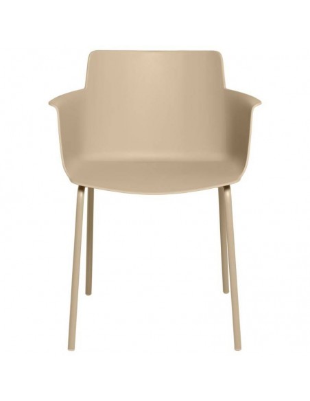 Cadeira DOLLY com braços em polipropileno beige e pes em metal