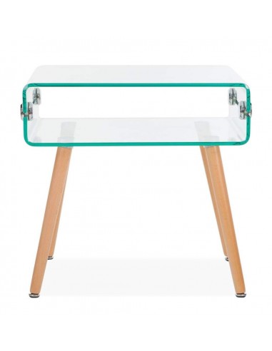 Mesita de cristal Roterdam 55x40, haya natural