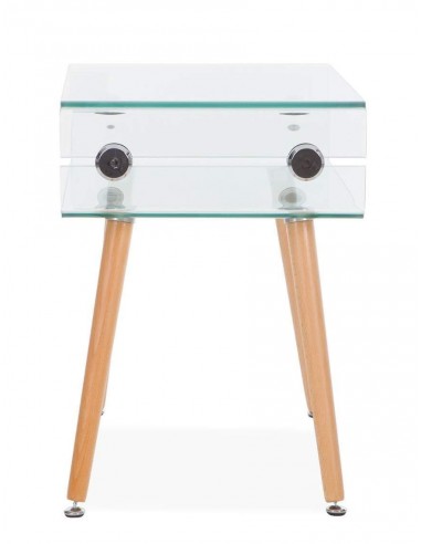 Mesita de cristal Roterdam 55x40, haya natural