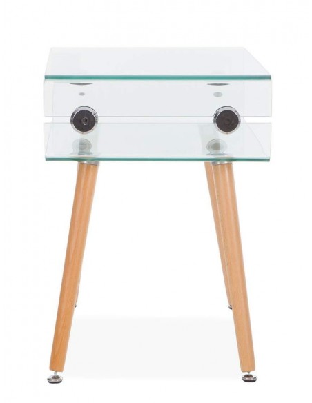 Mesita de cristal Roterdam 55x40, haya natural