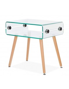 Mesita De Cristal Roterdam 55x40, Haya Natural 2