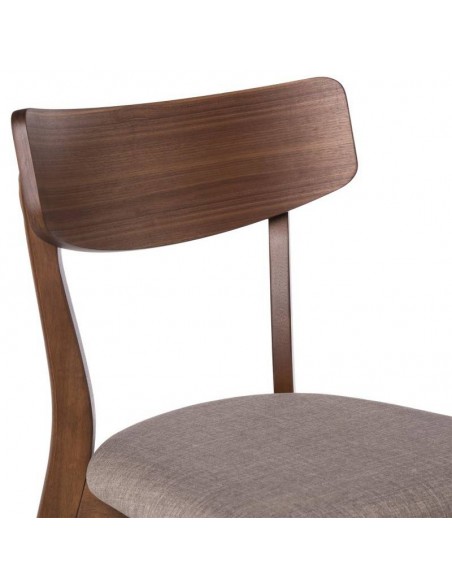 SILLA DE COMEDOR KEIRA, NOGAL y tejido GRIS CLARO