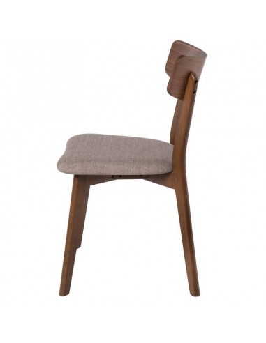 SILLA DE COMEDOR KEIRA, NOGAL y tejido GRIS CLARO