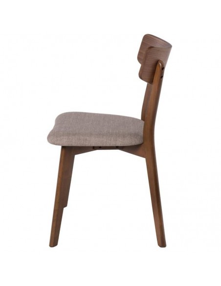 SILLA DE COMEDOR KEIRA, NOGAL y tejido GRIS CLARO