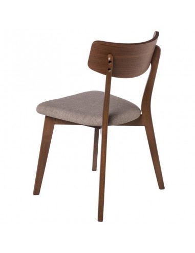 SILLA DE COMEDOR KEIRA, NOGAL y tejido GRIS CLARO