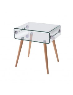 Mesita De Cristal Roterdam 55x40, Haya Natural