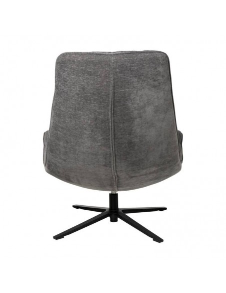 Butaca giratoria 360º PARMA, asiento amplio en tejido gris oscuro y patas de metal.