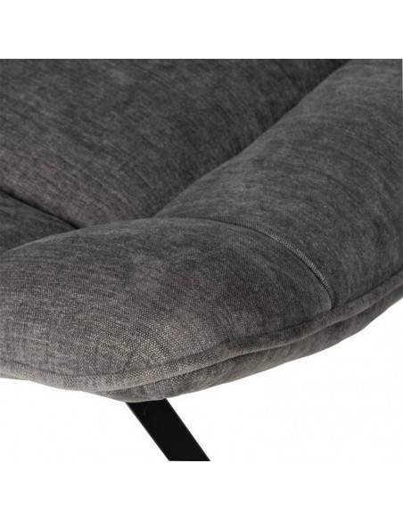 Butaca giratoria 360º PARMA, asiento amplio en tejido gris oscuro y patas de metal.