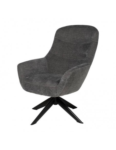 Butaca giratoria 360 BOLONIA, tejido gris oscuro y patas de metal negro