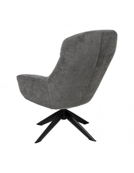 Butaca giratoria 360 BOLONIA, tejido gris oscuro y patas de metal negro