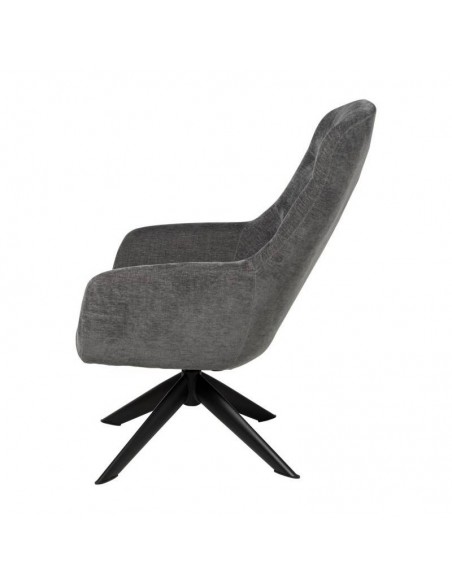 Butaca giratoria 360 BOLONIA, tejido gris oscuro y patas de metal negro