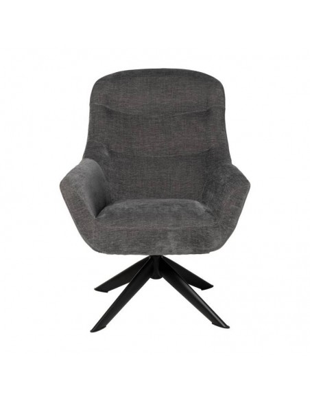 Butaca giratoria 360 BOLONIA, tejido gris oscuro y patas de metal negro