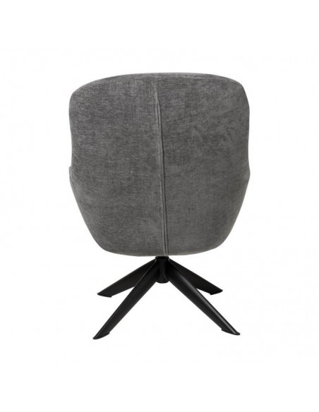 Butaca giratoria 360 BOLONIA, tejido gris oscuro y patas de metal negro