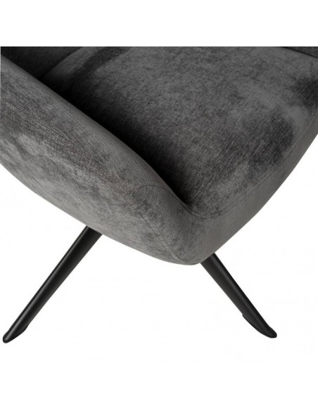 Butaca giratoria 360 BOLONIA, tejido gris oscuro y patas de metal negro