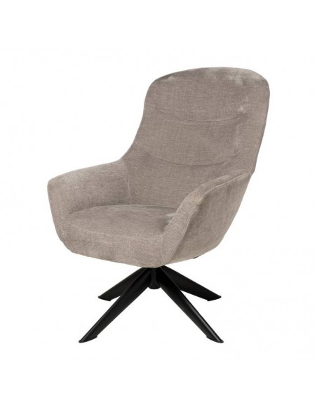 Butaca giratoria 360 BOLONIA, tejido gris claro y patas de metal negro