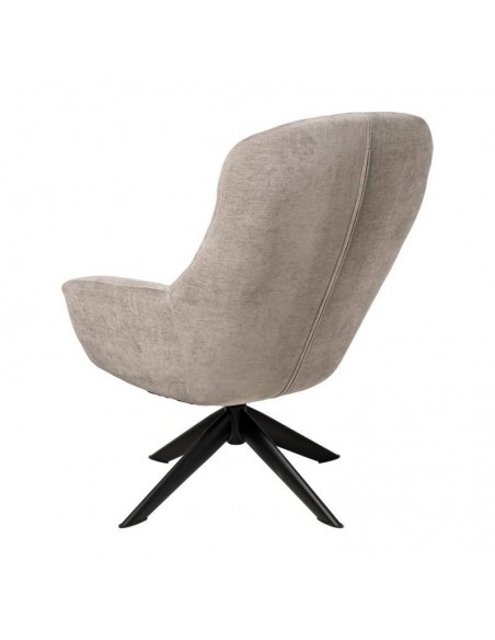 Poltrona giratória BOLONIA 360º, tecido cinza claro e pés de metal preto